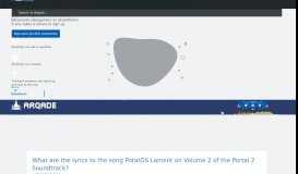 
							         What are the lyrics to the song PotatOS Lament on Volume 2 of the ...								  
							    