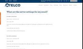 
							         What are the server settings for my email? - OTELCO								  
							    