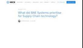 
							         What did BAE Systems prioritise for Supply Chain ... - HICX Solutions								  
							    