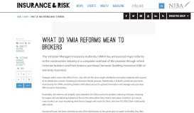 
							         What do VMIA reforms mean to brokers - Insurance & Risk Professional								  
							    