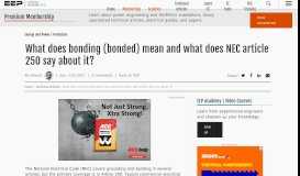 
							         What does bonding (bonded) mean and what does NEC say about it?								  
							    