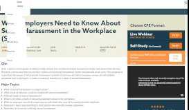 
							         What Employers Need to Know: Sexual Harassment at Work (SEHA)								  
							    
