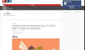 
							         What Former Employees Say ITT Tech Did To Scam Its Students : NPR ...								  
							    