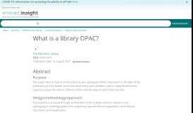 
							         What is a library OPAC? | The Electronic Library | Vol 25, No 4								  
							    