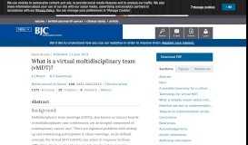 
							         What is a virtual multidisciplinary team (vMDT)? | British ...								  
							    