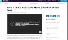 
							         What Is CVV2? What 'CVV2' Means & How CVV2 Codes Work								  
							    