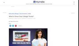 
							         What is 'Know Your College' Portal? | My India								  
							    