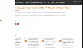 
							         What is my login / password for HOFA-Plugins Manager / hofa ...								  
							    