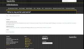 
							         What is my portal username? - Admissions - Appalachian State ...								  
							    