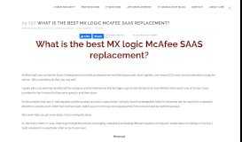 
							         What is the best MX logic McAfee SAAS replacement? - LME Services								  
							    