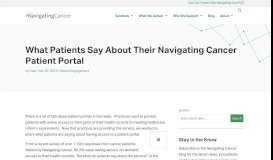 
							         What Patients Say About Their Navigating Cancer Patient Portal ...								  
							    