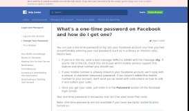 
							         What's a one-time password on Facebook and how do I get ...								  
							    