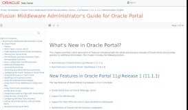 
							         What's New in Oracle Portal? - Oracle Docs								  
							    