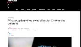 
							         WhatsApp launches a web client for Chrome and Android ...								  
							    