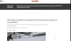 
							         When big companies are hacked, should they have to disclose it ... - Vox								  
							    