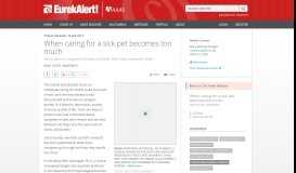
							         When caring for a sick pet becomes too much | EurekAlert! Science ...								  
							    
