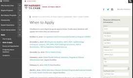 
							         When to Apply – Admissions - Harvard TH Chan School of Public Health								  
							    