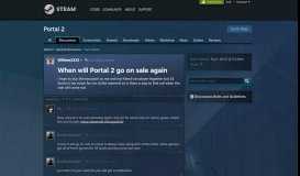 
							         When will Portal 2 go on sale again :: Portal 2 General Discussions								  
							    