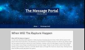 
							         When Will The Rapture Happen – The Message Portal								  
							    