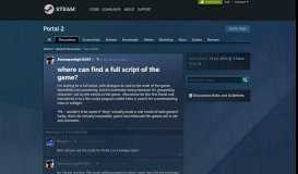 
							         where can find a full script of the game? :: Portal 2 General Discussions								  
							    