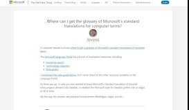 
							         Where can I get the glossary of Microsoft's standard translations for ...								  
							    