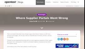 
							         Where Supplier Portals Went Wrong - OpenText Blogs								  
							    