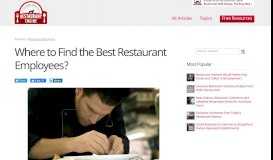 
							         Where to Find the Best Restaurant Employees? - Restaurant Engine								  
							    