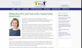 
							         Whitney Brey, PA-C, Joins Team at UGL's Calumet Family Health Center								  
							    