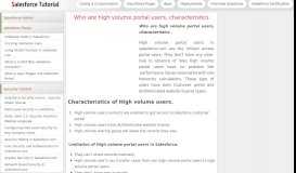 
							         Who are high volume portal users, characteristics - sfdc tutorials								  
							    