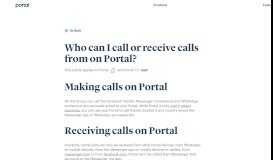 
							         Who can I call or receive calls from on Portal? - Facebook Portal								  
							    