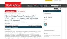 
							         Who Isn't Using Patient Portals And Why? Evidence And Implications ...								  
							    