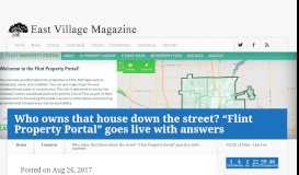 
							         Who owns that house down the street? “Flint Property Portal” goes live ...								  
							    