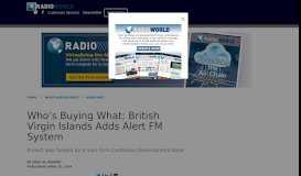 
							         Who's Buying What: British Virgin Islands Adds Alert FM System ...								  
							    