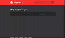
							         whosarat.com passwords - BugMeNot								  
							    