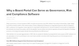 
							         Why a Board Portal Can Serve as Governance, Risk and Compliance ...								  
							    