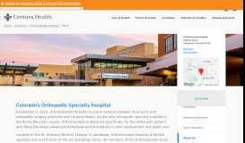 
							         Why an Orthopedic Specialty Hospital? - Centura Health								  
							    