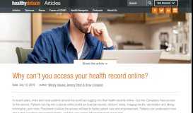 
							         Why can't patients access their medical record online? - Healthy Debate								  
							    