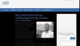 
							         Why EMR Patient Portal Technology Isn't the Answer - HIT Consultant								  
							    