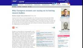 
							         Why European women have few babies | VOX, CEPR Policy Portal								  
							    