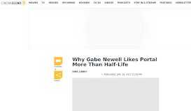 
							         Why Gabe Newell Likes Portal More Than Half-Life - CINEMABLEND								  
							    