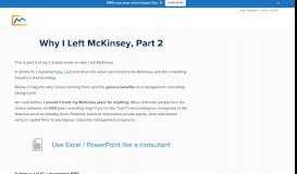 
							         Why I Left McKinsey, Part 1 - Management Consulted								  
							    