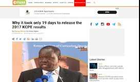 
							         Why it took only 19 days to release the 2017 KCPE results - Citizentv ...								  
							    