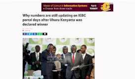 
							         Why numbers are still updating on IEBC portal days after Uhuru ... - SDE								  
							    