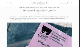 
							         Why Should I Join Actors' Equity? - Actor Aesthetic								  
							    