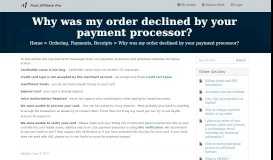 
							         Why was my order declined by your payment processor?								  
							    
