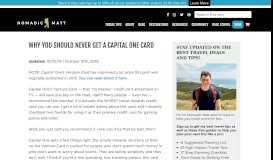 
							         Why You Should Never Get a Capital One Card - Nomadic Matt								  
							    