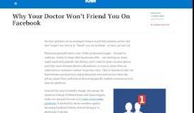 
							         Why Your Doctor Won't Friend You On Facebook | Kaiser Health News								  
							    