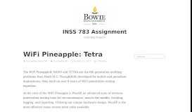 
							         WiFi Pineapple: Tetra – INSS 783 Assignment								  
							    