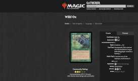 
							         Wild Ox (Portal Second Age) - Gatherer - Magic: The Gathering								  
							    