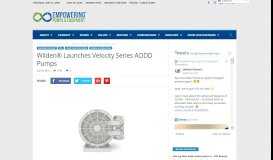 
							         Wilden® Launches Velocity Series AODD Pumps ...								  
							    